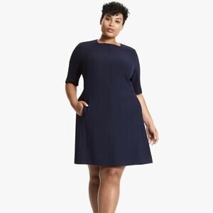 NEW M.M. LaFleur The Emily 2.0 Dress (Sz 1X) WonderTex A-Line Galaxy Blue